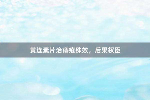 黄连素片治痔疮殊效，后果权臣